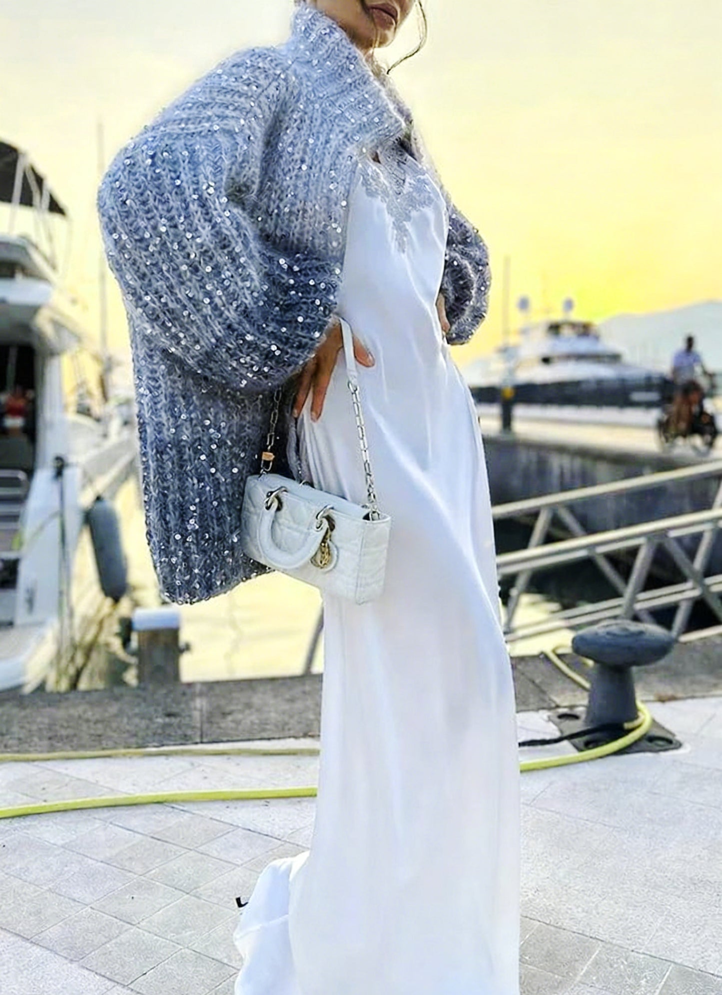 Glam Zipper Knit Cardigan