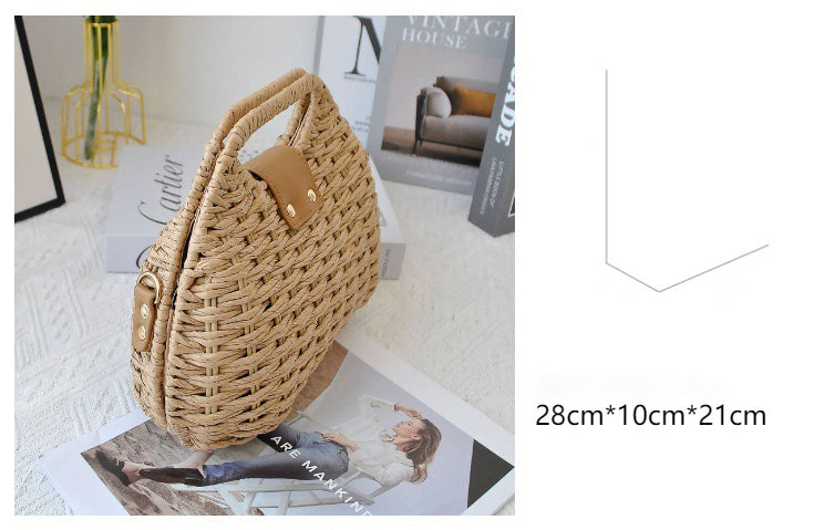 Curved Straw Handbag