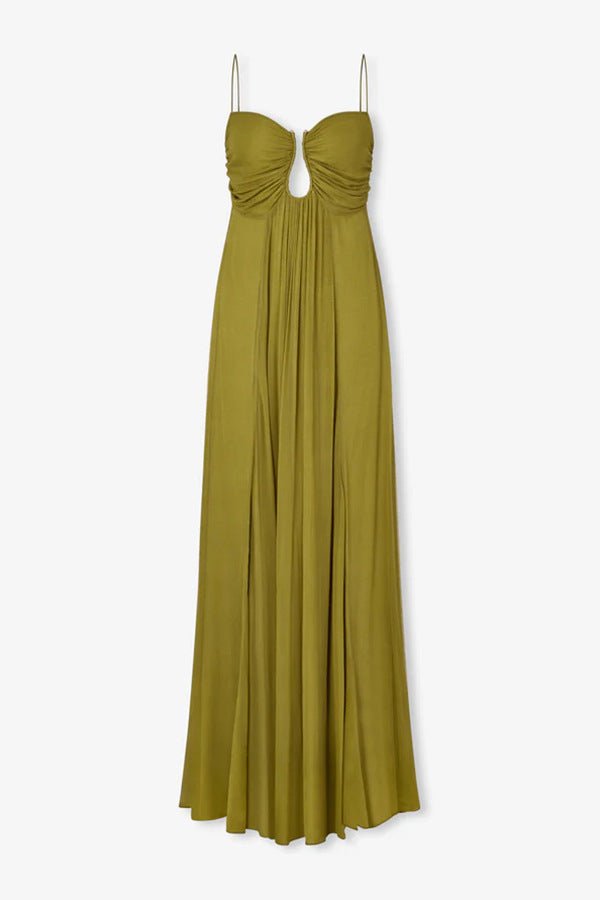 Deep U Neck Spaghetti Strap Maxi Dress