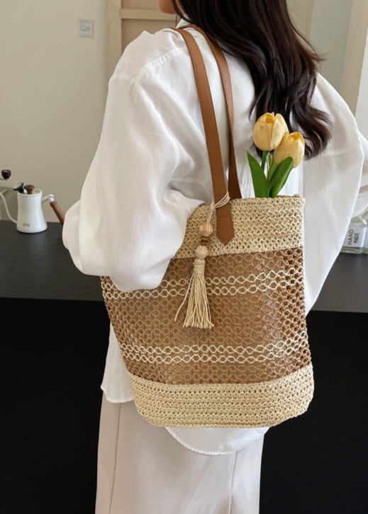 Large Capacity Handwoven Straw Tote Bag
