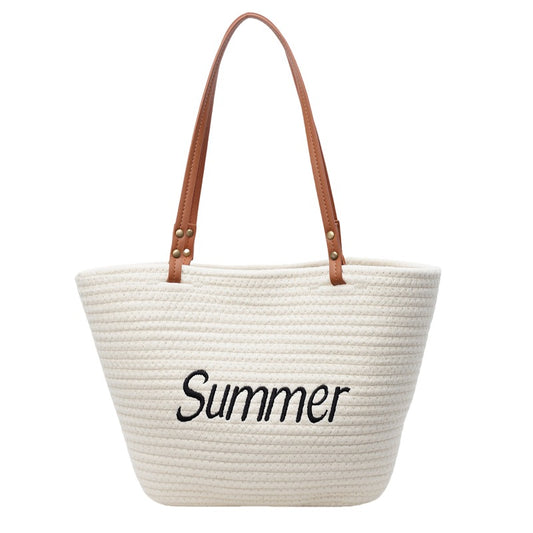 Woven Vacation Tote Bag