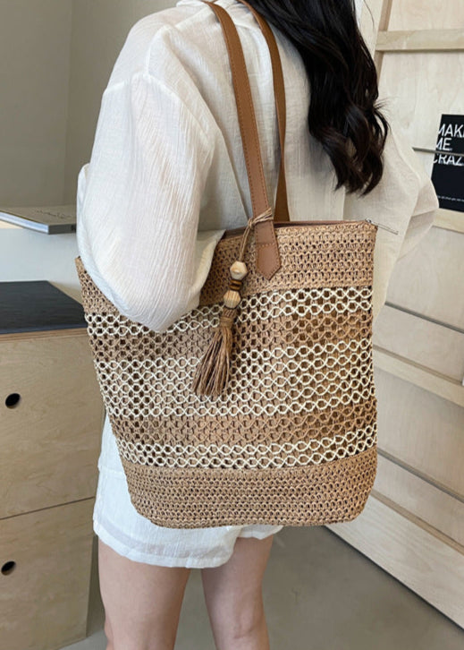 Large Capacity Handwoven Straw Tote Bag
