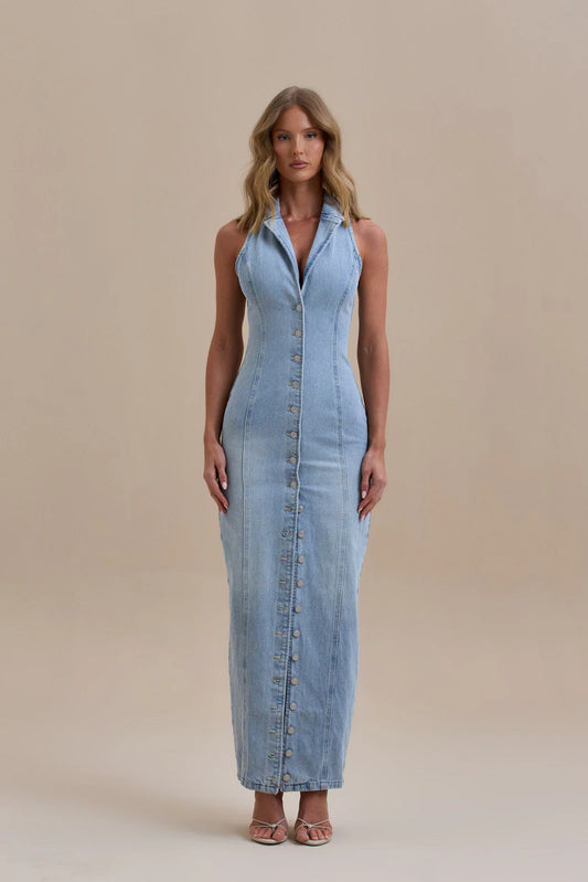 Chic Denim Maxi Dress