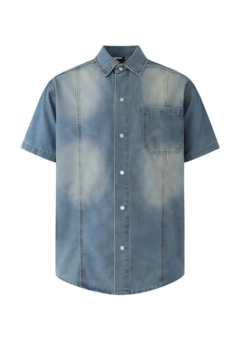 Retro Washed Short Sleeve Denim Shirt for Men