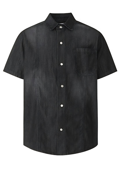 Retro Washed Short Sleeve Denim Shirt for Men