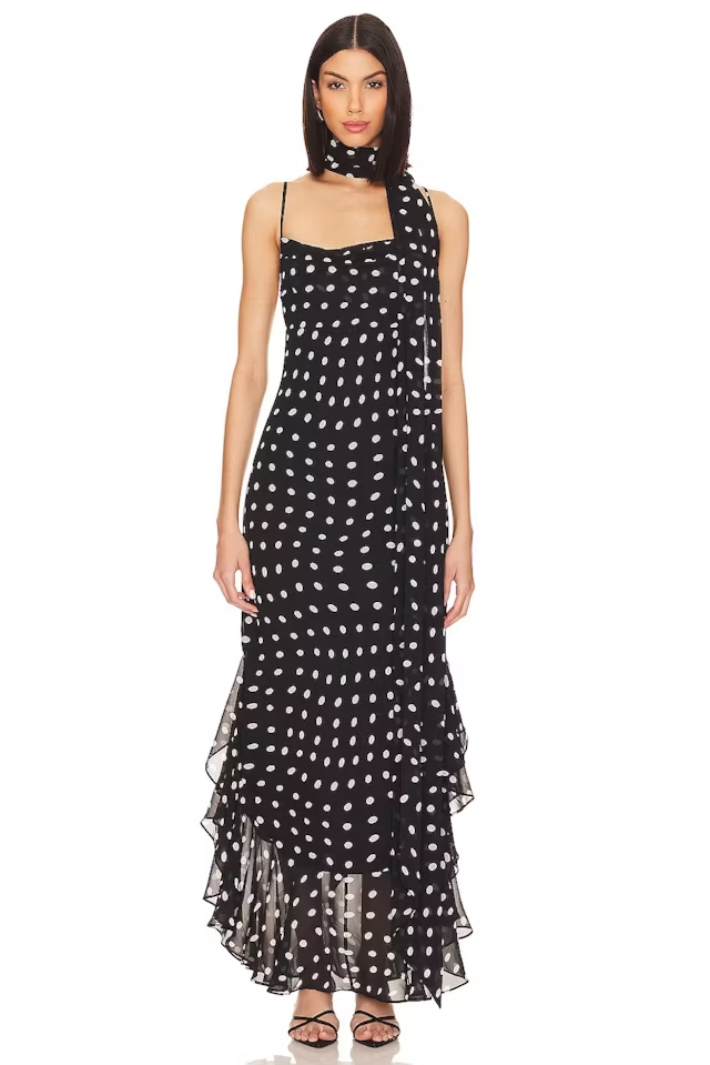 Black and White Polka Dot Strap Dress.