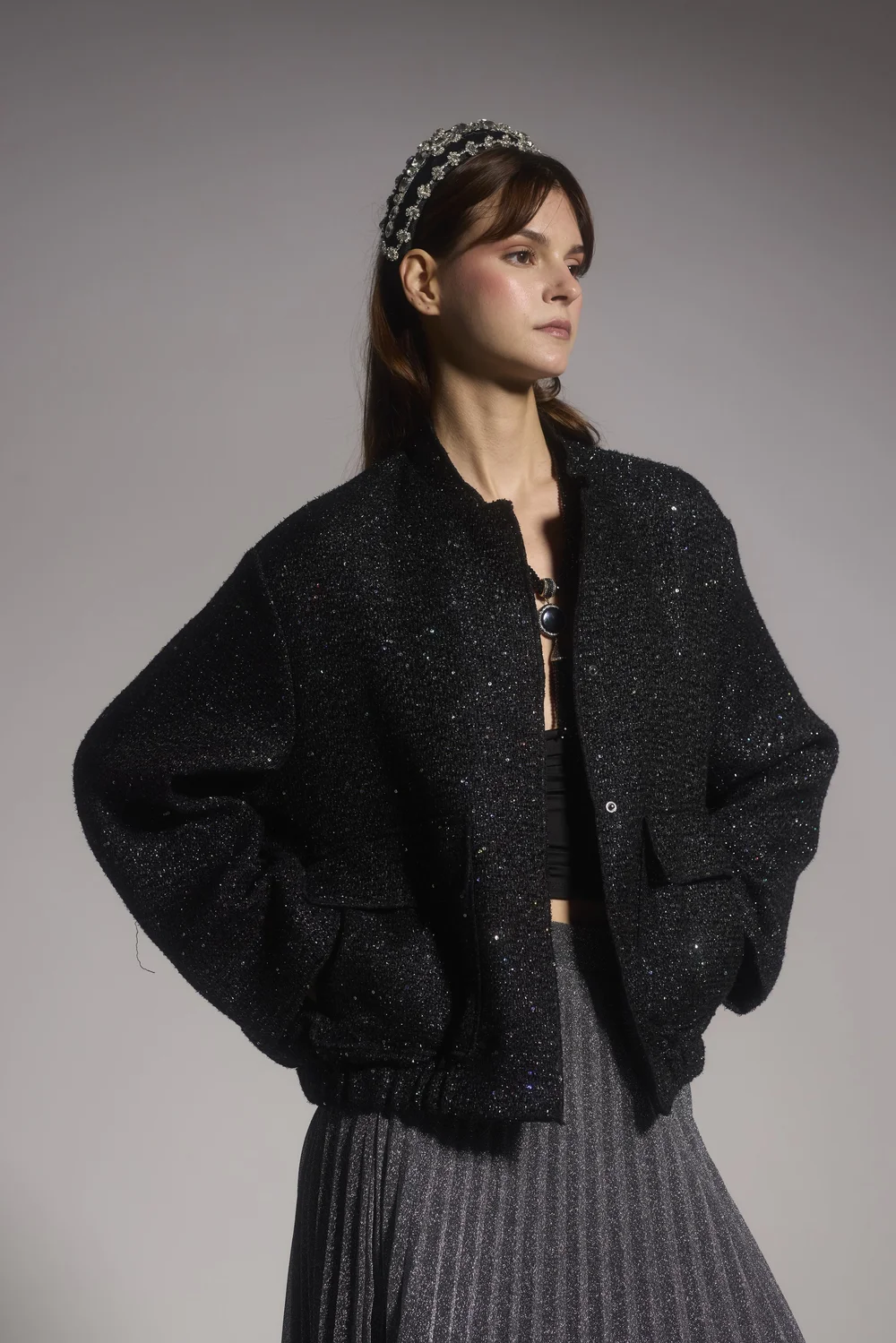 Sequin Cropped Jacket