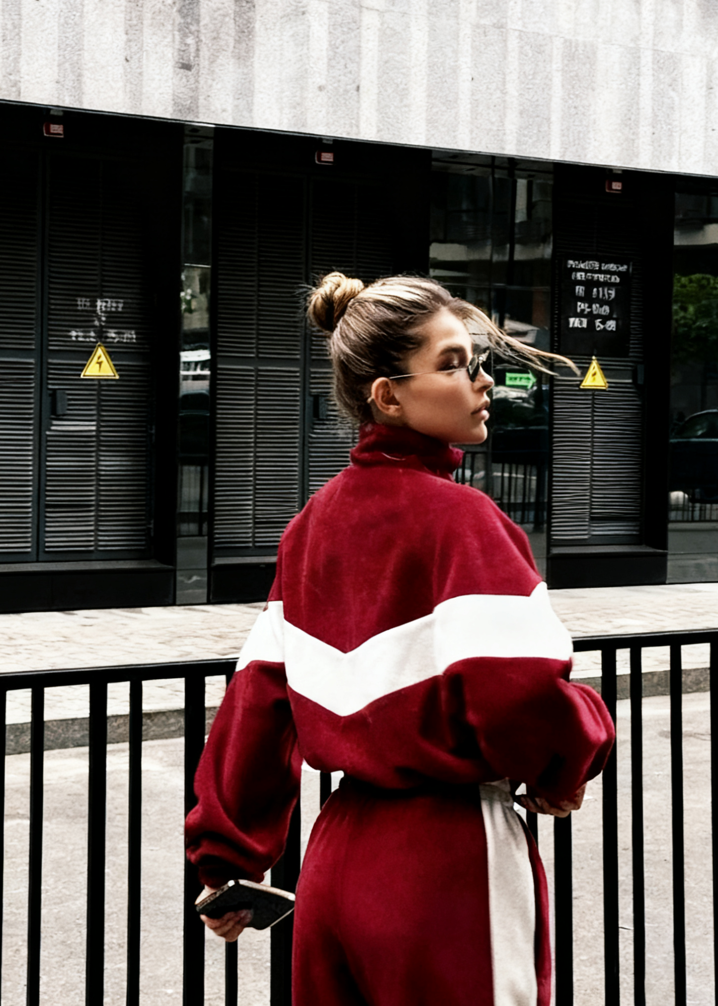 Street Style Color Block Tracksuit Set for Women (Zip Jacket + Jogger Pants)