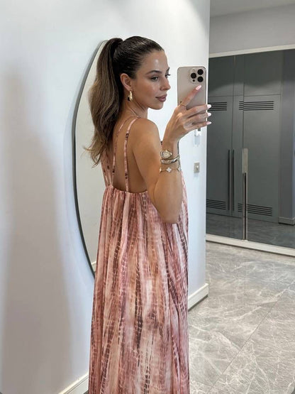 Ring Tie-Dye Halter Dress