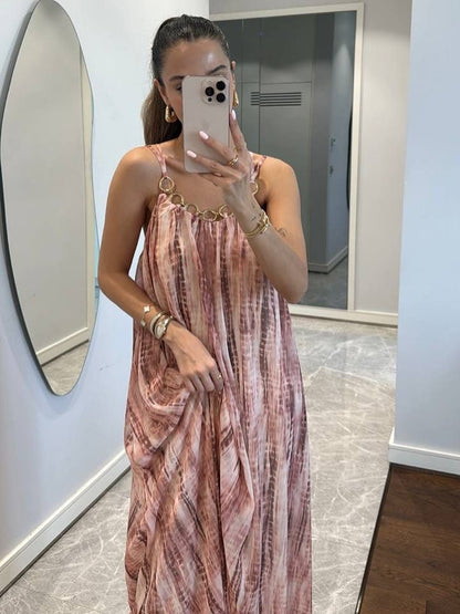 Ring Tie-Dye Halter Dress