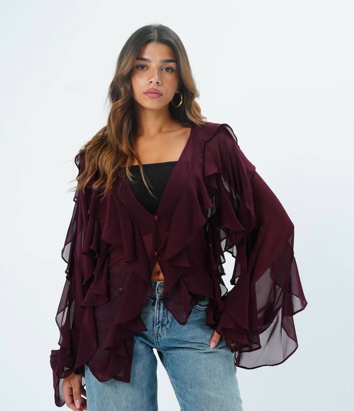 Layered solid color flowing shirt