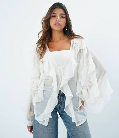 Layered solid color flowing shirt