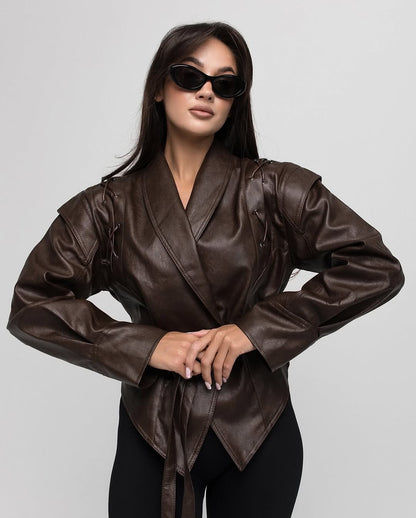 Lapel Long Sleeve Jacket Coat