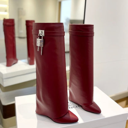 Women’s High Tube Riding Boots with Metal Buckle