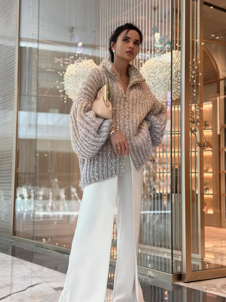 Glam Zipper Knit Cardigan