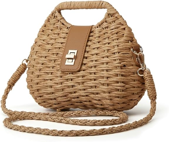 Curved Straw Handbag