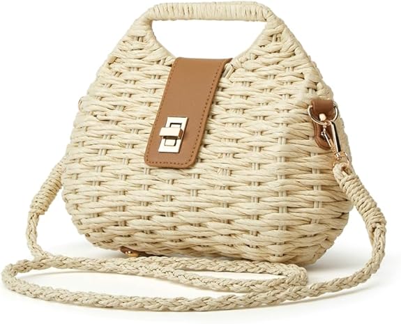 Curved Straw Handbag