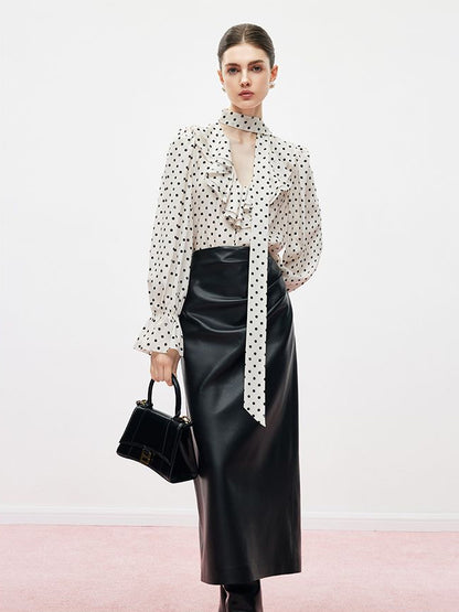 Ribbon-Tie Polka Dot Top