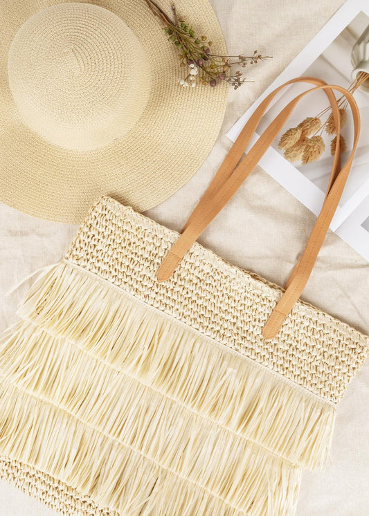 Boho Chic Woven Fringe Tote Bag