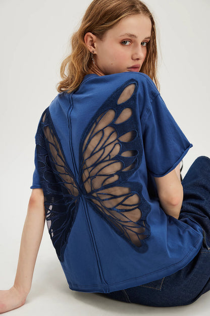 Back Cutout 3D Butterfly Streetwear T-Shirt