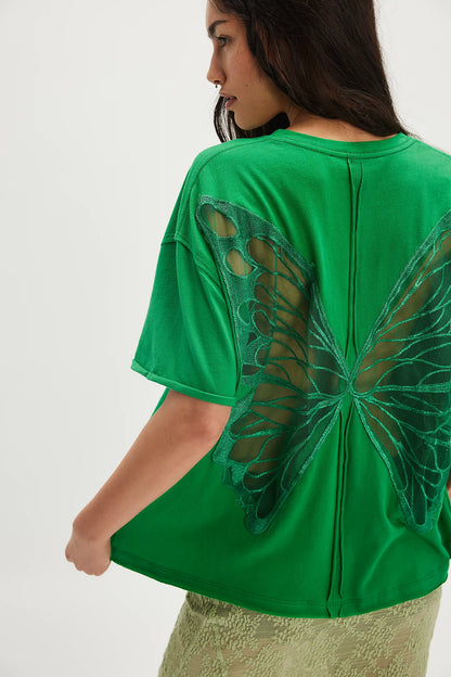 Back Cutout 3D Butterfly Streetwear T-Shirt