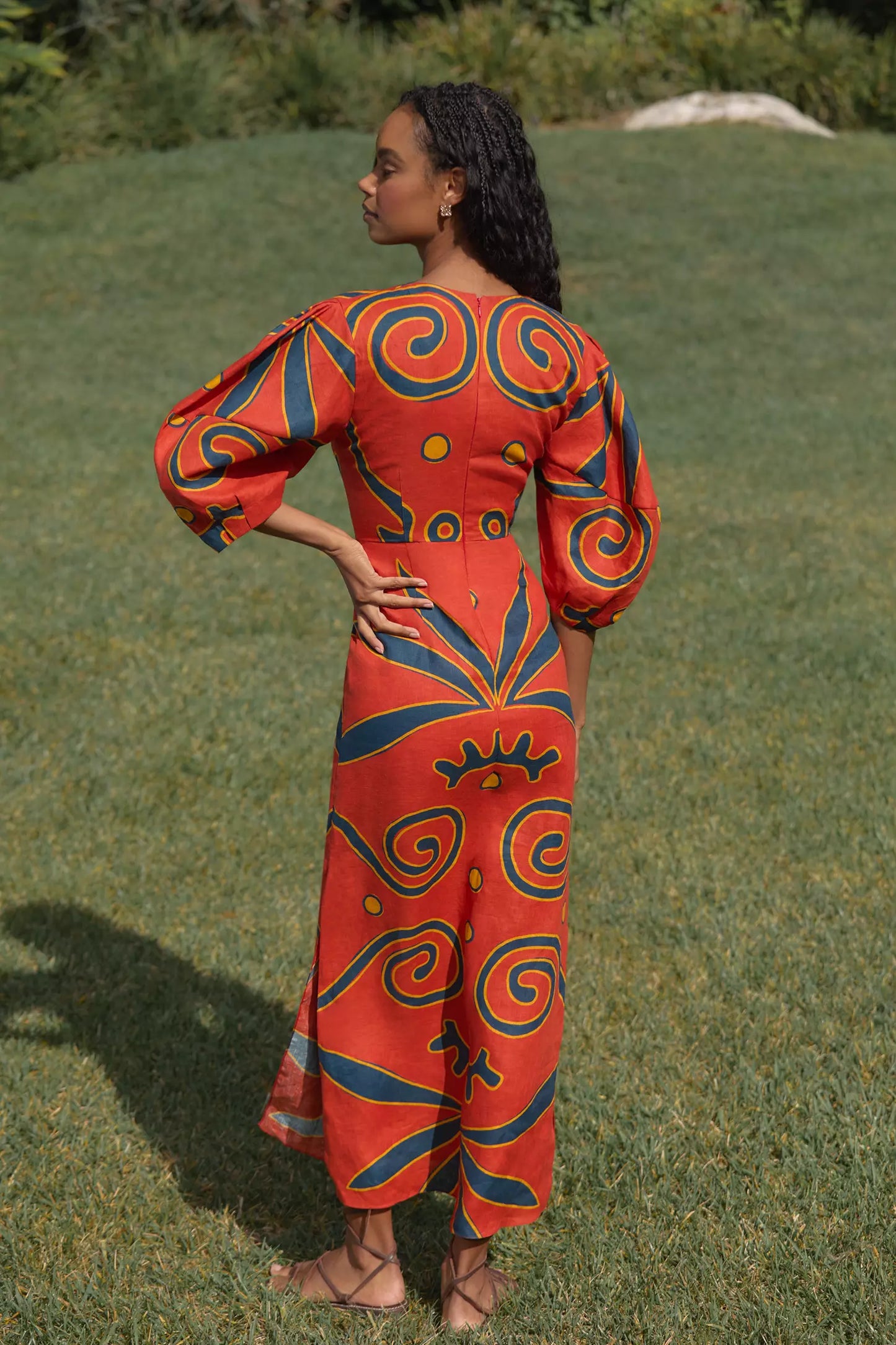 Boho-Inspired Printed Linen Maxi Dress