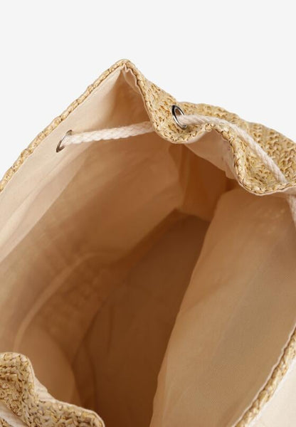 Daisy Embellished Woven Straw Backpack