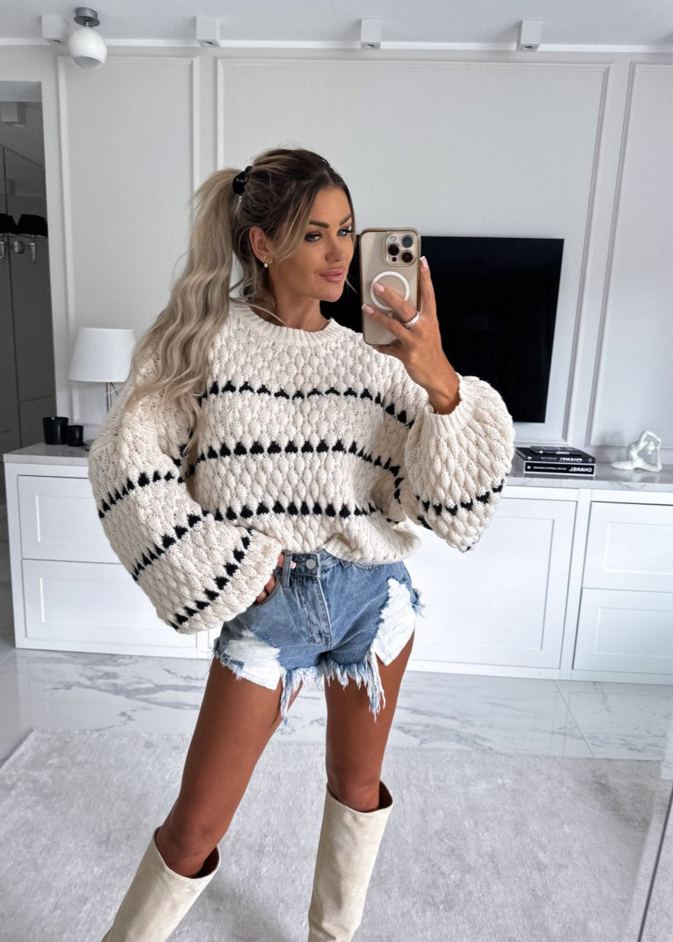 Oversized Chunky Knit Striped Sweater