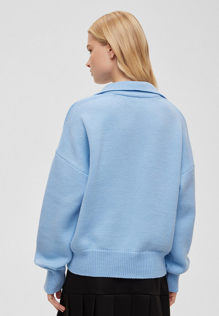 Relaxed Fit Polo Neck Knitted Sweater