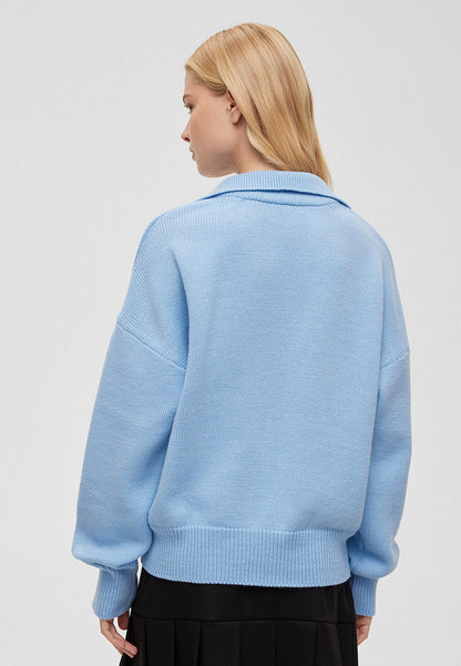 Relaxed Fit Polo Neck Knitted Sweater