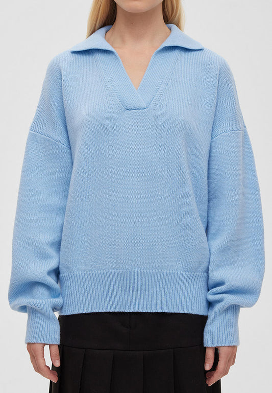 Relaxed Fit Polo Neck Knitted Sweater