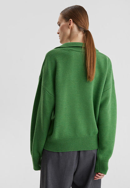 Relaxed Fit Polo Neck Knitted Sweater