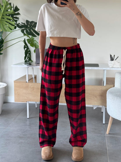 Straight Leg Plaid Lounge Pants