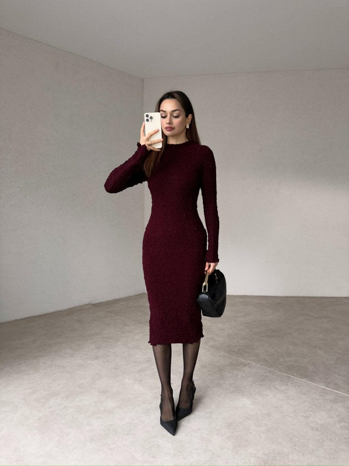 Elegant Knit Bodycon Midi Dress