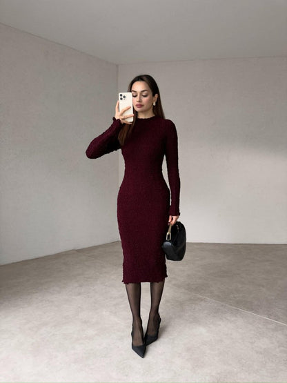 Elegant Knit Bodycon Midi Dress