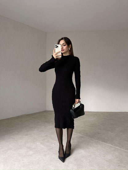 Elegant Knit Bodycon Midi Dress