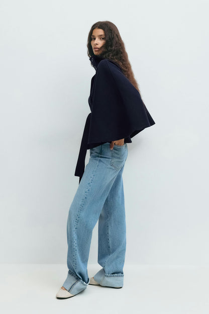 Elegant Belted Cape Coat for Women