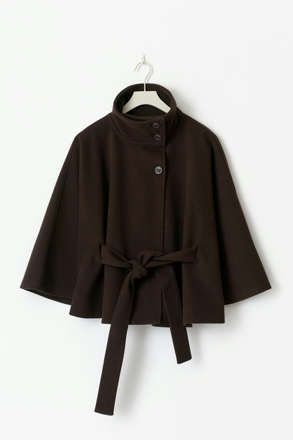 Elegant Belted Cape Coat for Women