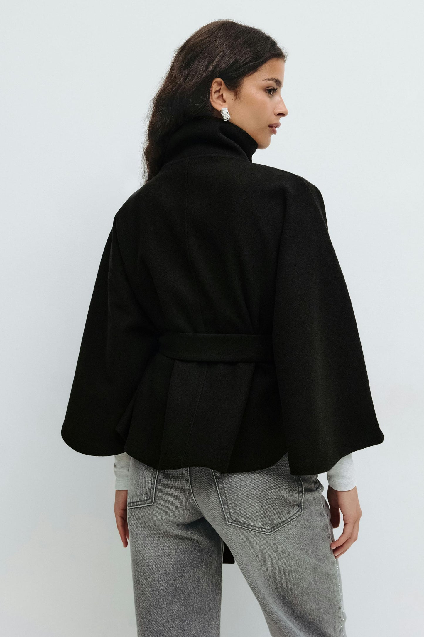Elegant Belted Cape Coat for Women