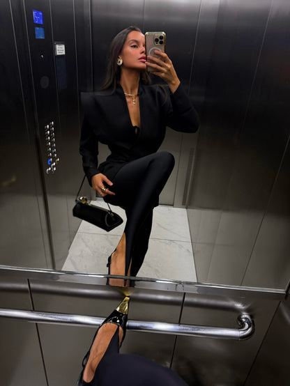 Autumn Winter Elegant Long Blazer Coat – Modern Women’s Tailored Fashion