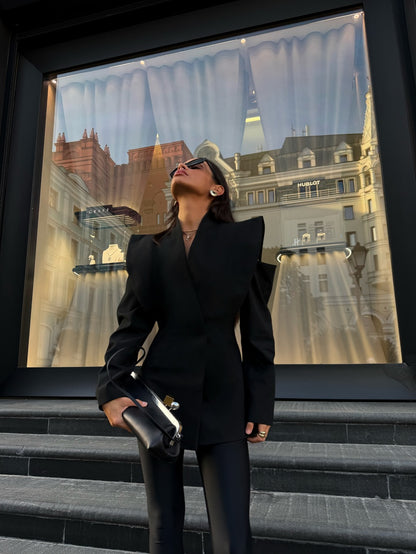 Autumn Winter Elegant Long Blazer Coat – Modern Women’s Tailored Fashion