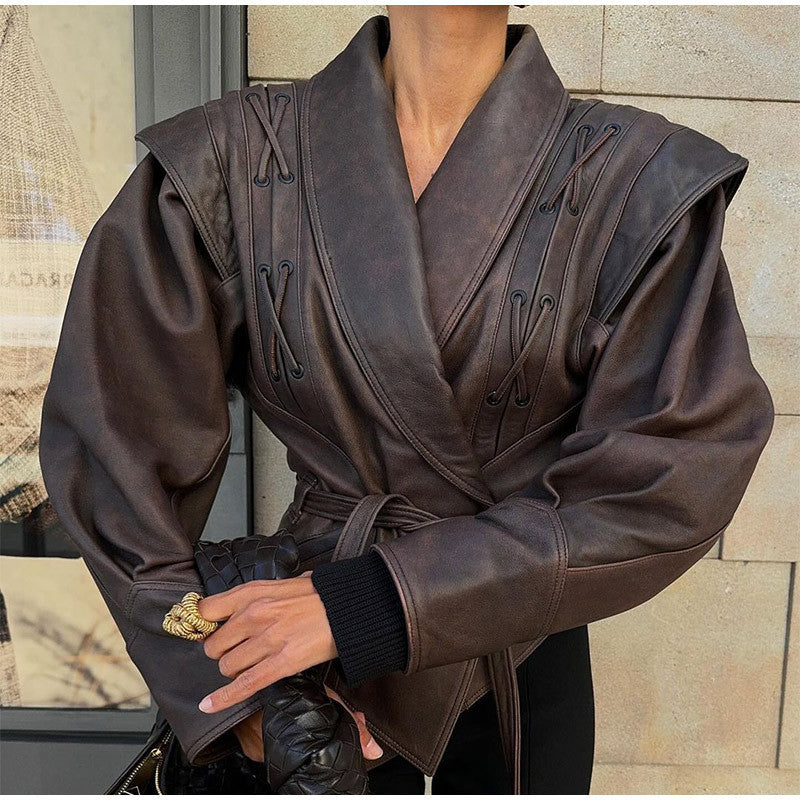 Lapel Long Sleeve Jacket Coat