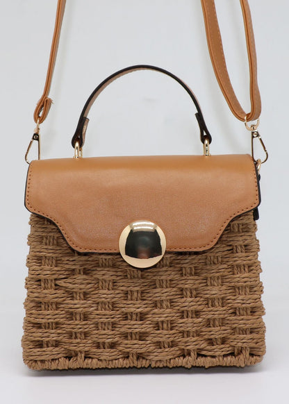 Vintage Mirror-Lock Handwoven Crossbody Bag
