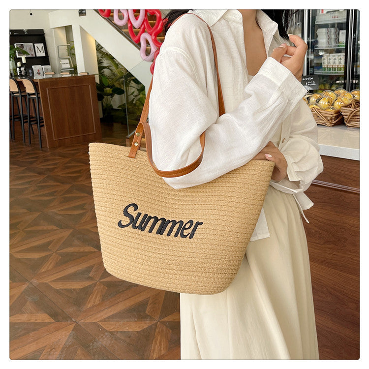 Woven Vacation Tote Bag