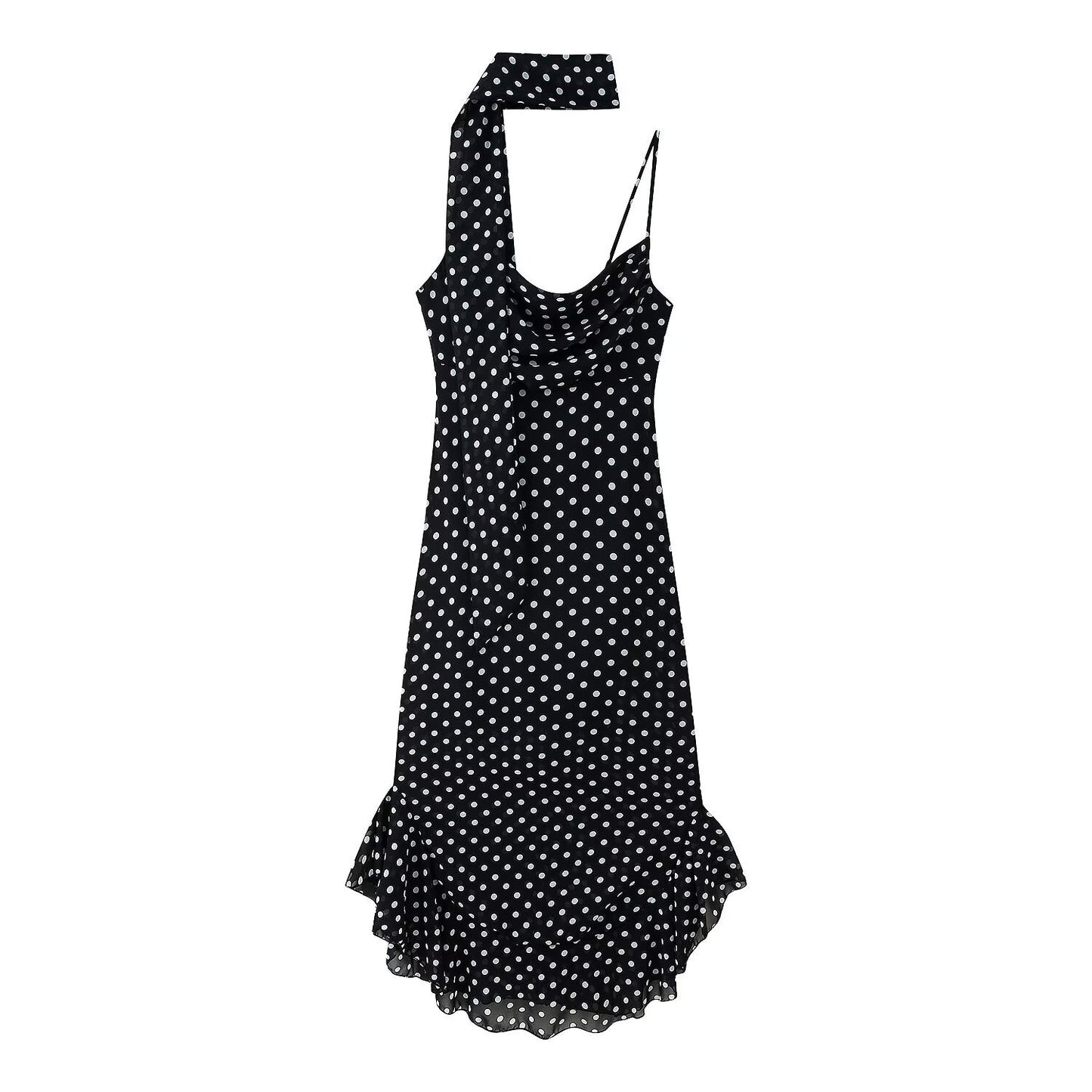 Black and White Polka Dot Strap Dress.