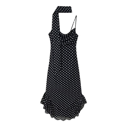 Black and White Polka Dot Strap Dress.