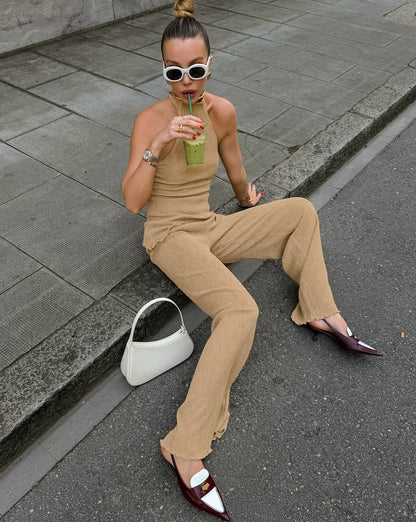 Halter Top + Wide-Leg Pants Set