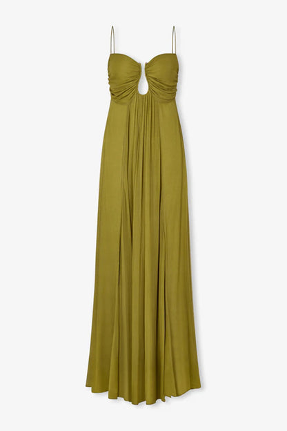 Deep U Neck Spaghetti Strap Maxi Dress