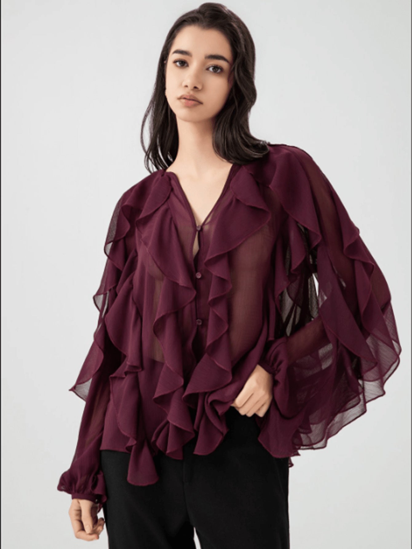 Layered solid color flowing shirt