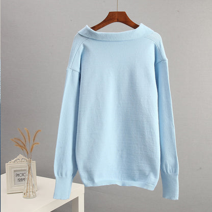 Relaxed Fit Polo Neck Knitted Sweater